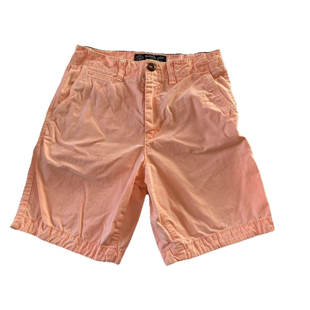 American Eagle Outfitters Men’s Chino Shorts Coral Size 28 Logo Good Condition